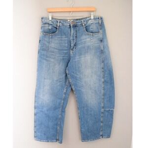 Pilcro The Kenna High-Rise Heritage Crop Barrel Jeans 33T Womens Light Wash